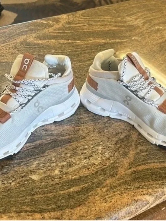 On Running Women's Sneakers in White and Brown - Picture 3 of 6